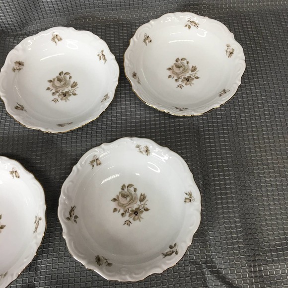 Set of 5 Vintage Winterling China Dawn Rose 5 1/2" Dessert/Sauce Bowls Gold Trim - Picture 9 of 16
